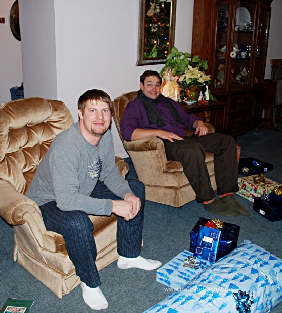 Seth and Nate with Presents