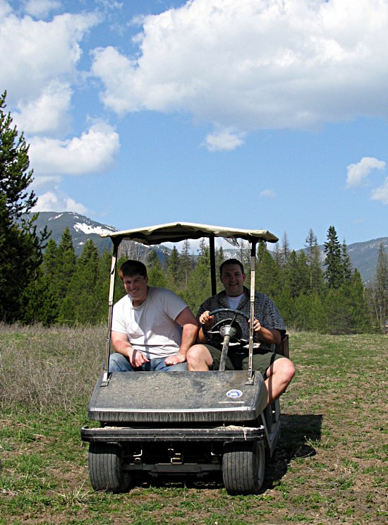 Al & Nate in the Golf Cart